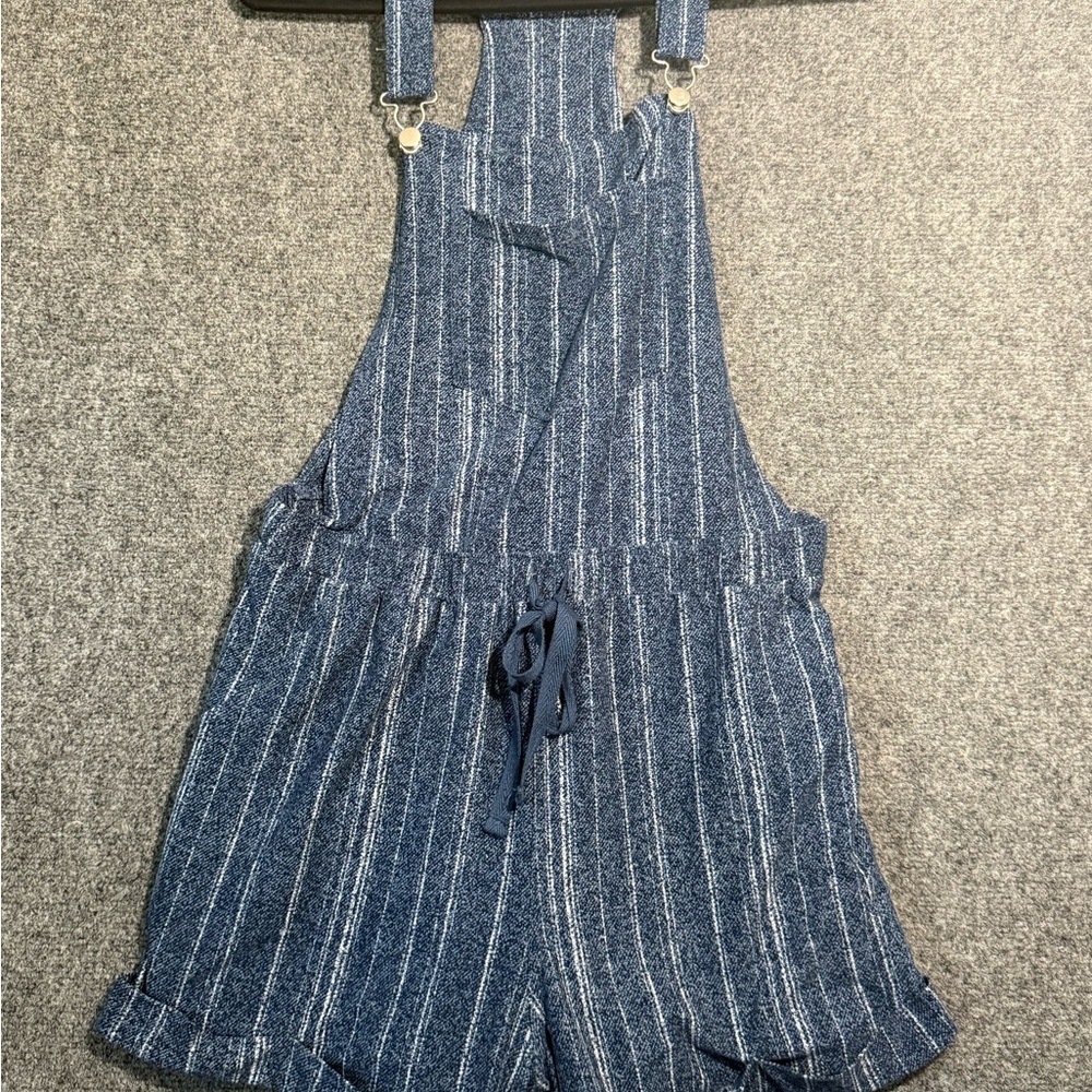 No Boundaries Blue Striped Overalls
